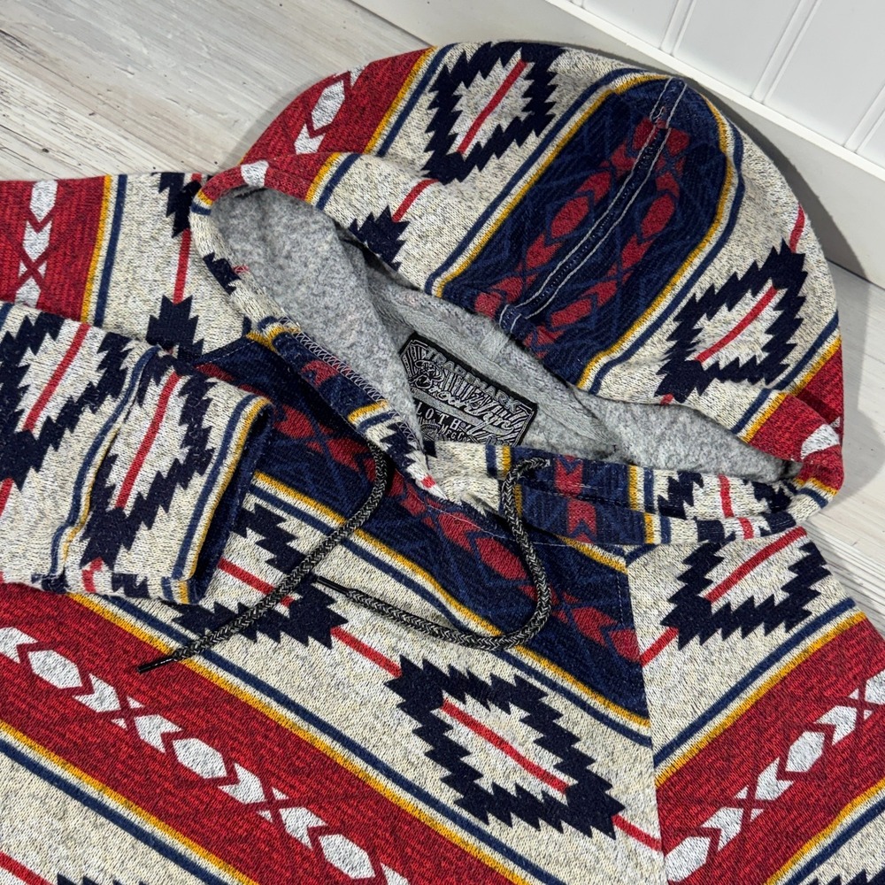 Brooklyn Cloth Tribal Aztec Fleece Pullover Hoodie Mens Large EUC